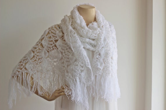 White Bridal Shawl Wedding Wrap Shrug Shawl Crochet Bridal 2396