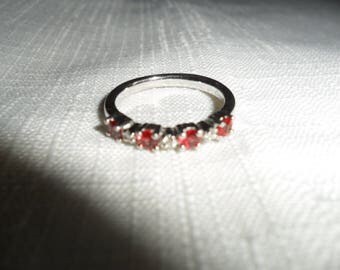 Vintage Red Sapphire and Diamond Ring Size 6