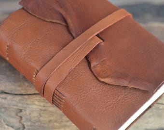 RUDELY RUSTIC / One of a Kind / Leather Journal / Handmade / Diary / 6"X4" LINED or plain