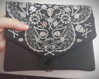 Skulls Envelope, Bag, Purse, Pouch, Envelope ITH, Pocket, ITH In The Hoop Machine Embroidery designs In-The-Hoop 6x10 8x12