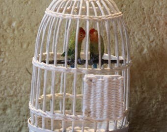 1:12th Scale White Birdcage with two (2) Peach Faces