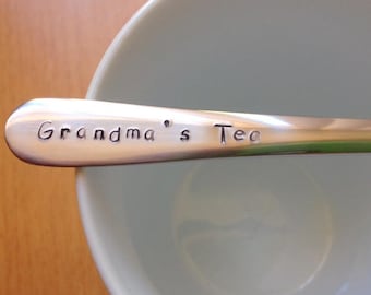 Grandma Gift,Grandmother,Grandmas Tea,Nana,Grannie,Granny,Grandma,Present,Grandmother gift, Birthday,Gift For HerHand Stamped Teaspoon