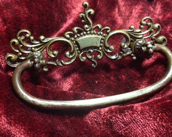Set of Four Ornate Antique Drawer Pulls - Brass Victorian era furniture embellishments