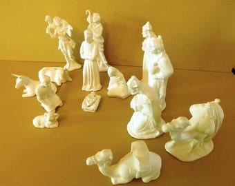 Christmas, Ceramic bisque, NATIVITY SET, 15 piece, unpainted, Handmade