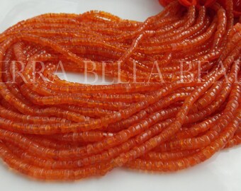 13" strand orange CARNELIAN gem stone smooth heishi rondelle beads 4mm