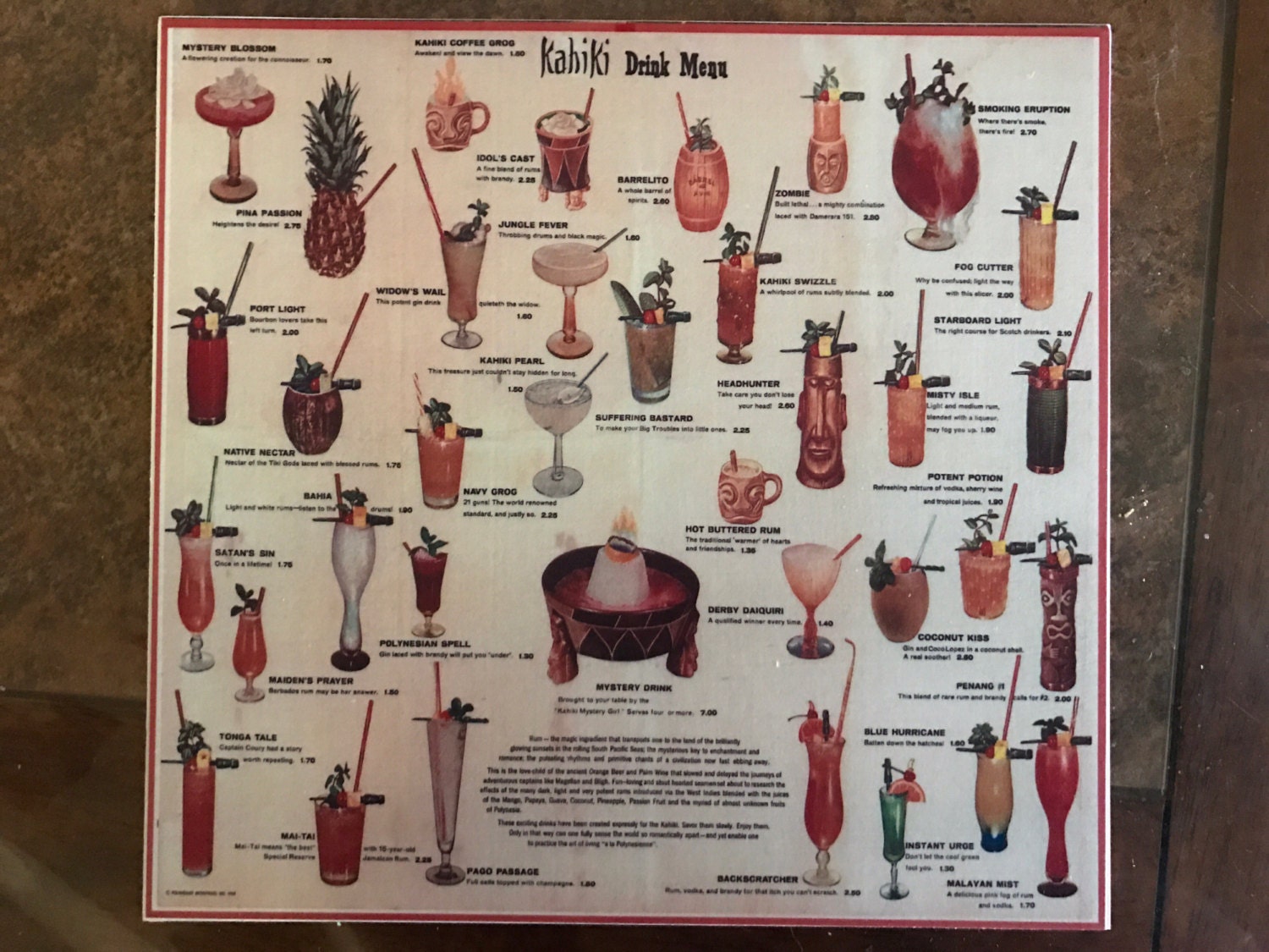 Vintage Kahiki Tiki Restaurant Drink Menu Art