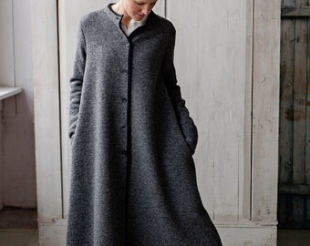 Long Coat, Wool Coat, Winter Coat, Womens Coats, Gray Sweater Coat, Wool Cape Coat, Overcoat, Gray Coat, Wool Jacket Coat Long Cardigan Coat