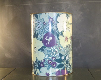 Vintage Metal Trash Can Waste Basket-Flower Power Mod