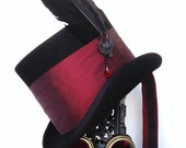 Victorian Gothic raven top hat black and red burgundy