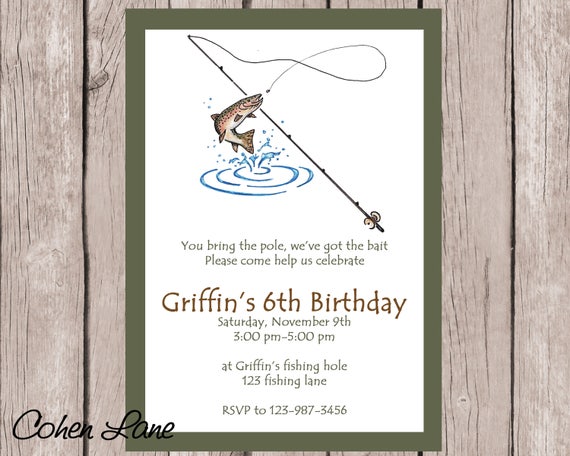Printable Fishing Party Invitation. Custom Fishing