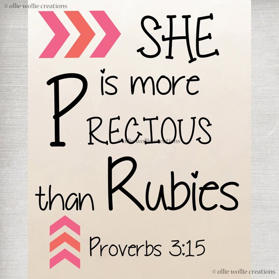 She Is More Precious Than Rubies Nursery Printable 8x10