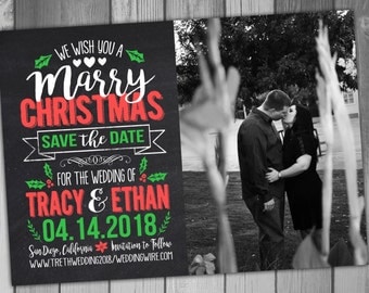 Christmas Save The Date Marry Christmas Wedding Save The Date Printable Save The Date Holiday Save The Date Digital Save The Date