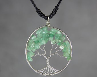 Jade tree of life branch wiring pendant necklace Free US Shipping handmade Anni Designs