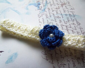 Cream Crochet Flower Headband. Handmade Crochet Headband.