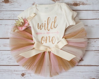 Wild one outfit 'Luca Gold' pink and gold wild one birthday outfit wild one birthday girl outfit wild one first birthday wild one tutu set