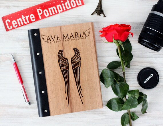 Feather Wooden notebook - Custom Notebook - Wooden diary - Personalized Engraved