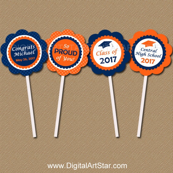 Personalized Graduation Cupcake Topper Download High School