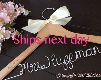 RUSH ORDER, ship next business day---Wedding Hanger, Name Hanger, Wedding Hanger, Personalized Bridal Gift, Bride gift ideas,Dress hanger