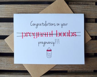 CONGRATULATIONS on PREGNANT BOOBS funny pregnancy cards funny baby card funny new parent card expecting parent congrats baby on the way card