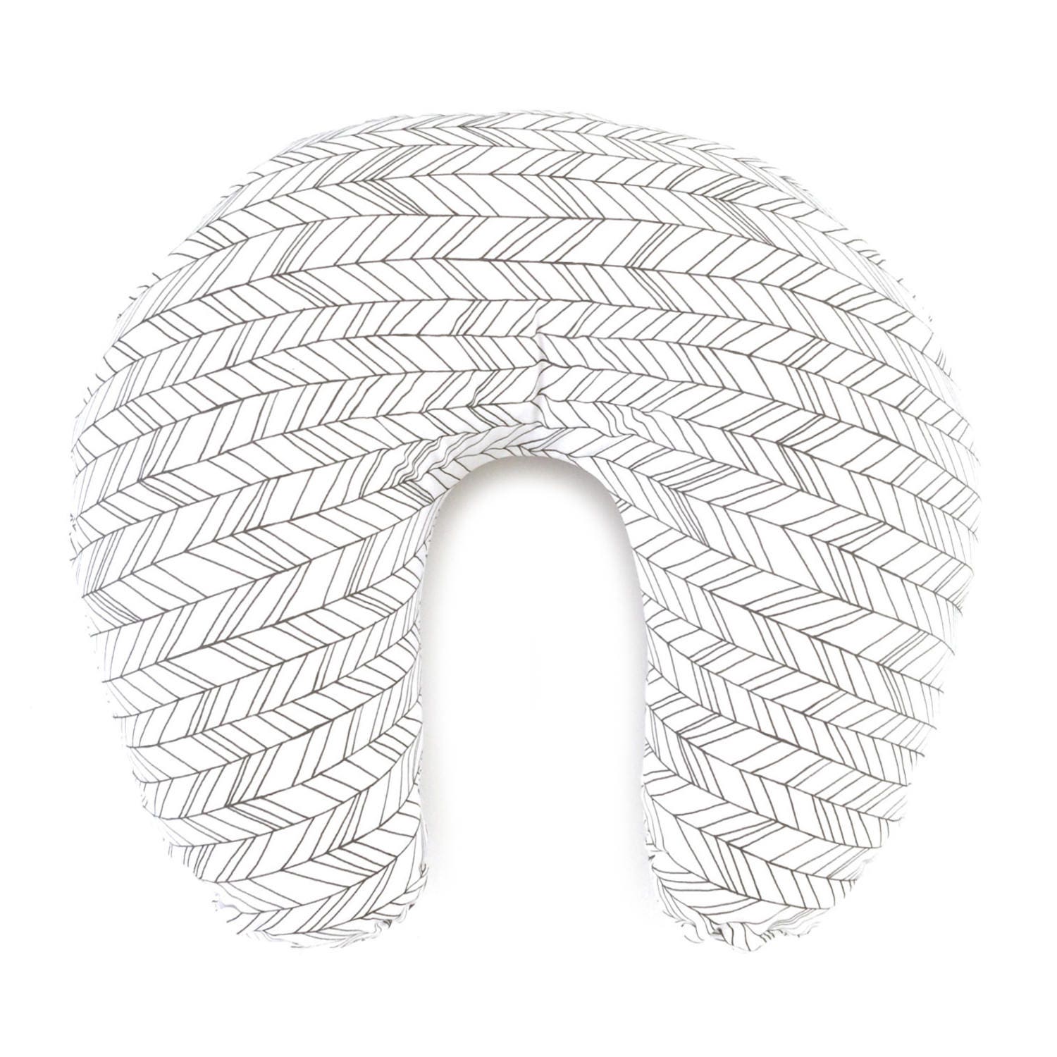 Nursing Pillow Cover White Feather Chevrons. Nursing Pillow.