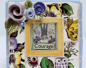 COURAGE, mosaic, mosaic art, PIQUE ASSIETE
