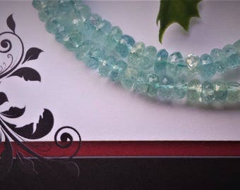 Beautiful Sky Blue Natural Aquamarine faceted Rondelle beads 5 mm or 5.5-6 mm ,4 or 8" long strand Grade AAA
