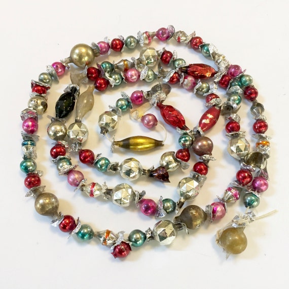 vintage christmas garland glass bead beaded teal pink vintage christmas garland glass bead beaded teal pink