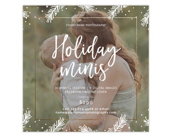Holiday Mini Session Template, Christmas Photography Marketing Template, Marketing Board, Advertisement Template, Photoshop Templates AD228