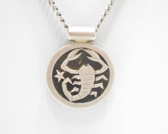 Vintage Sarah Coventry, The Crab, Cancer Zodiac Sign Pendant Necklace (8324)