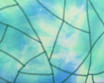 Nylon lycra swimwear fabric spandex Green Blue tie-dye design - 18 X 56 inches - perfect for gymnastics leotards equestrian leggings