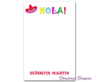 Personalized spanish teacher notepad with sombrero Spanish teacher gift