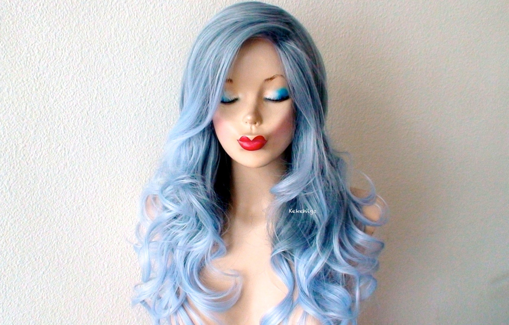 Blue Ombre Curly Wig - wide 1
