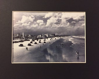 DAYTONA BEACH Bathers in 1938 - Vintage Matted Photo Art Print - Ready to Frame