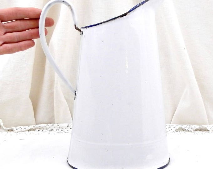 Antique French White Enamelware Pitcher, Chippy Enamel Jug / Vase, Cottage Kitchen, Farmhouse, French Country Decor, Shabby Chateau Chic Antique French White Enamelware Pitcher, Chippy Enamel Jug / Vase, Cottage Kitchen, Farmhouse, French Country Decor, Shabby Chateau Chic