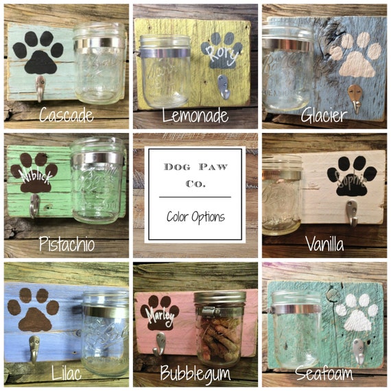 Leash & Treat Holder Barnwood Mason Jar Hook Distressed Wood