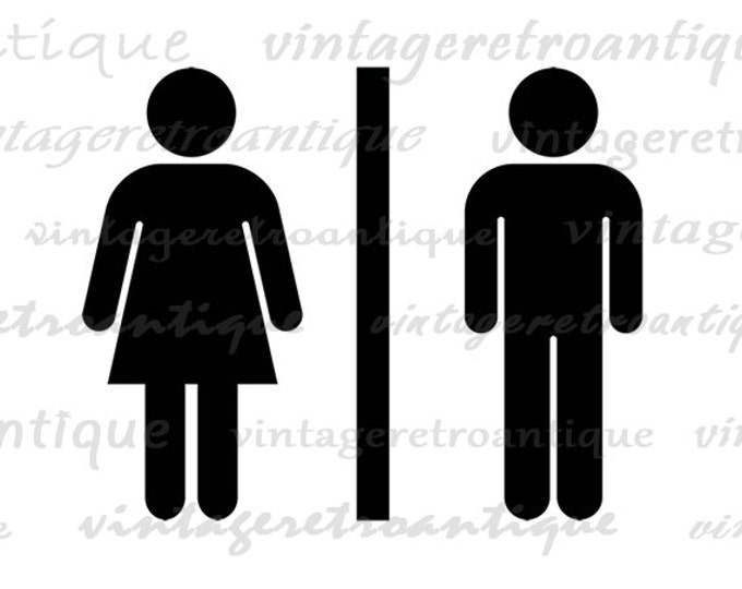 Male and Female Restroom Symbol Image Graphic Printable Bathroom Icon Digital Download Vintage Clip Art Jpg Png Eps HQ 300dpi No.4356