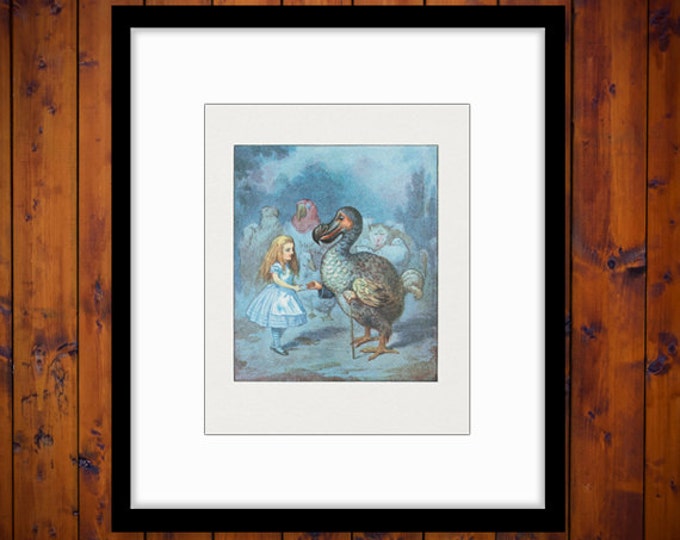 Printable Image Alice and the Dodo Bird Alice in Wonderland Graphic Digital Color Artwork Download Antique Clip Art HQ 300dpi No.2815