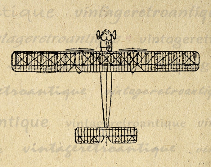 Airplane Digital Printable Image Plane Illustration Download Graphic Vintage Clip Art Jpg Png Eps HQ 300dpi No.1570