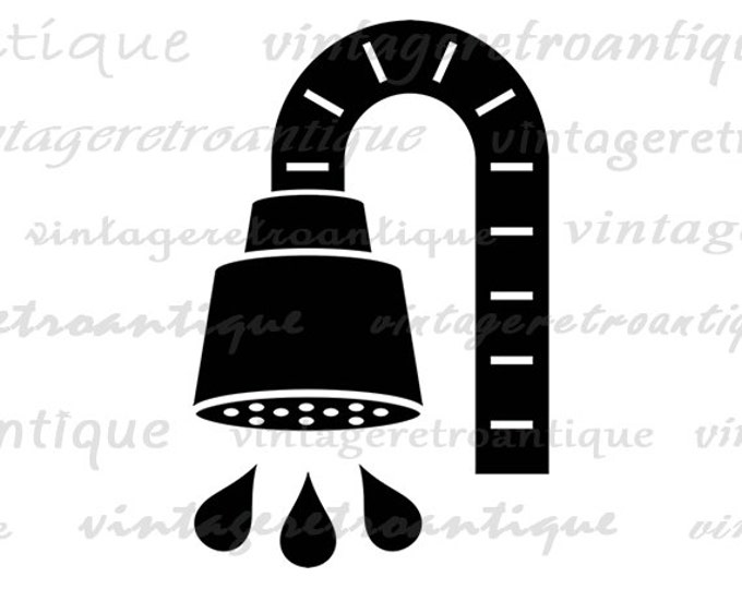 Printable Graphic Shower Icon Download Image Digital Illustration Vintage Clip Art Jpg Png Eps HQ 300dpi No.4339