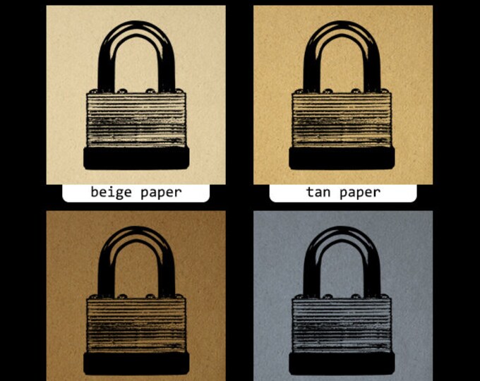 Padlock Printable Graphic Download Lock Digital Image Illustration Vintage Clip Art Jpg Png Eps HQ 300dpi No.2046