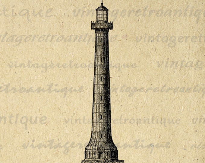 Antique Lighthouse Digital Printable Image Graphic Download Illustration Vintage Clip Art Jpg Png Eps HQ 300dpi No.2197