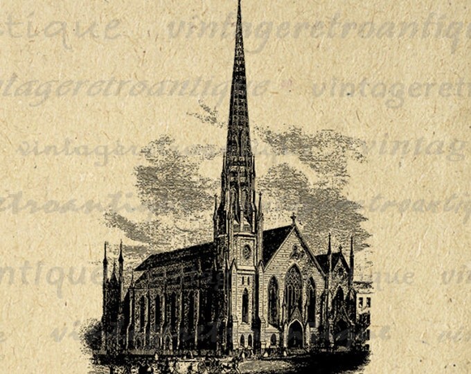 Printable Graphic Antique Church Image Digital Download Artwork Vintage Clip Art for Transfers Making Prints etc HQ 300dpi No.2944