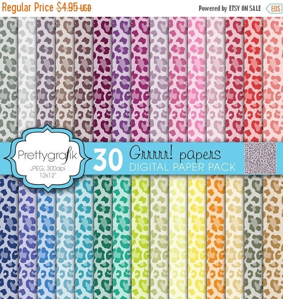 80% OFF SALE leopard animal print digital paper, commercial use, scrapbook papers, background - PS597 Il_570xn