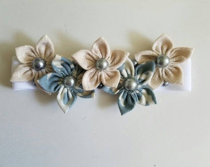 Coral Blue Ocean Flower Baby Headband