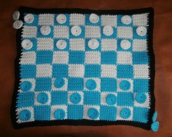 Stunning Crochet Checkers Game with Built in Storage