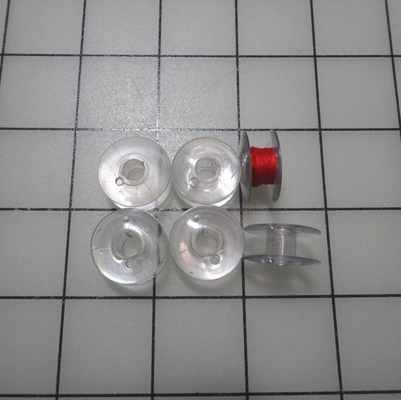 Set of 6 Plastic Sewing Machine Bobbins by VictorianWardrobe