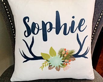 Personalized Kids Pillow, Andler Gift, Baby Pillow, Girls Pillow, Toss Pillow, Baby Gift, Personalized Baby Gift, RyElle, Girls Decor