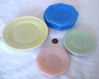 Vintage Akro Agate Children's Dishes - 12 pieces