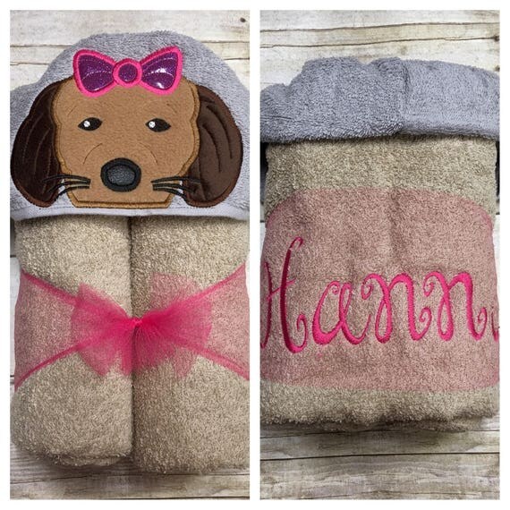 Puppy Hooded Towel/ Dog Hooded Bath Towel/ Animal Themed Baby