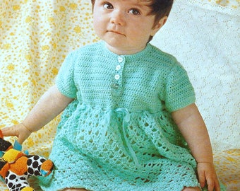 Vintage Crochet Pattern PDF  Baby Dress Lace  3ply  Chest 18 to 21 inches  Summer Dress Party Dress